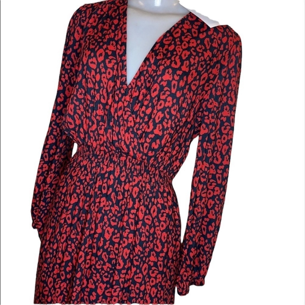 Stylish Red and Black Patterned Long Sleeve Long Dress Size 2T M